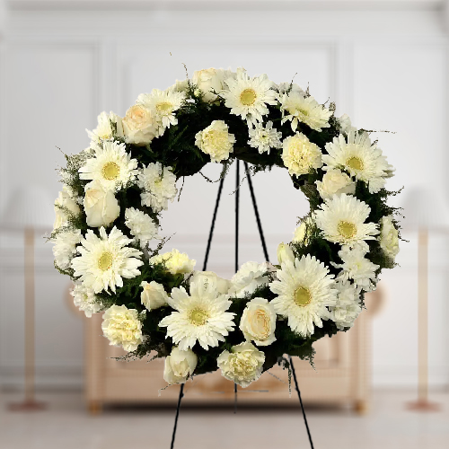 Exclusive Mixed Flowers Sympathy Wreath