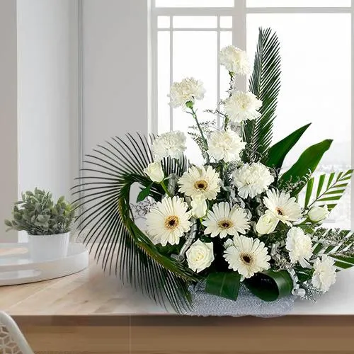 Send White Flowers Arrangement