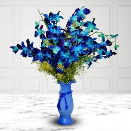 Vibrant Blue Orchids Arrangement