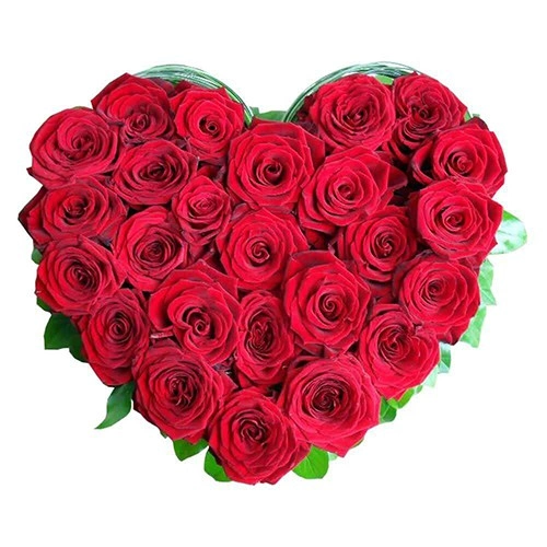 Exclusive Dutch Red Roses  in  Heart Shaped Arrangement