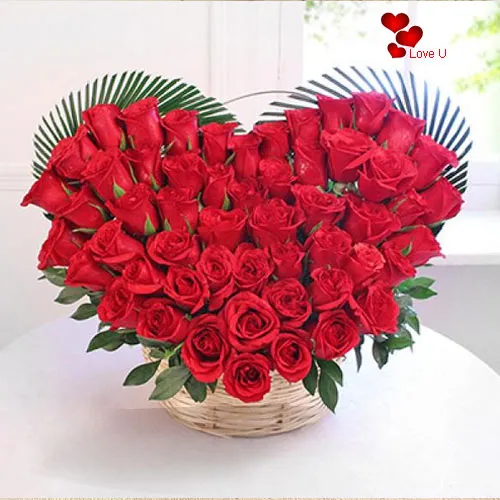 Red Roses in Heart Shape Arrangement.