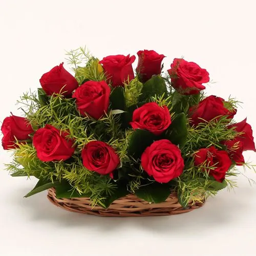 Online Deliver Red Roses Basket for Rose Day