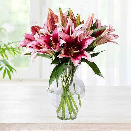 Deliver Pink Lilies in Vase