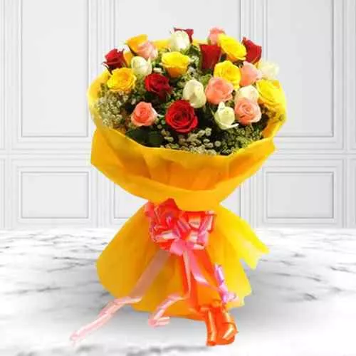 Send Mixed Colored Assorted Roses Bouquet