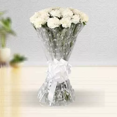 Captivating Eternal Love White Carnations Bundle