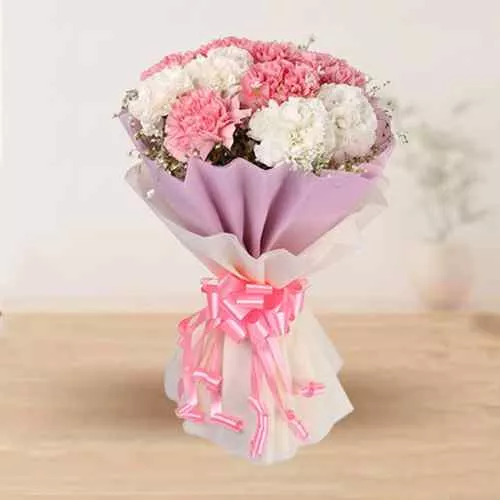 Awesome Bunch of White N Pink Carnations