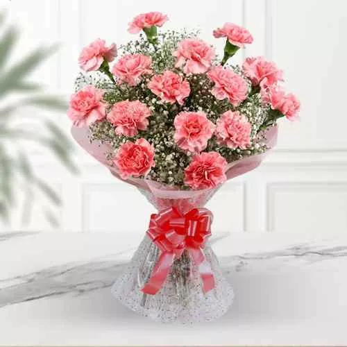 Pretty Bunch of Pink Coloured Carnations