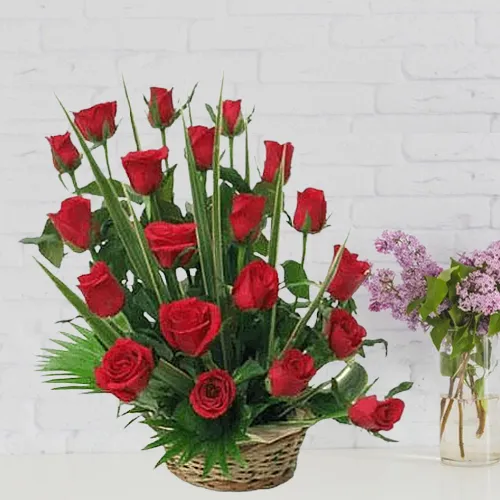 Wonderful Dutch Roses Basket Arrangement