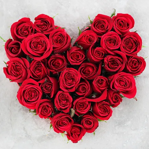 Deliver Heart Shaped Red Roses Bouquet