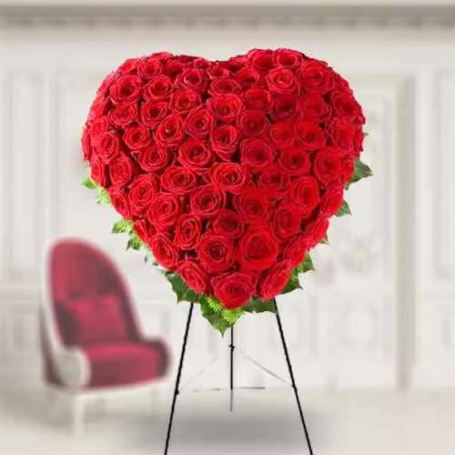 Thrilling Heart Shaped Red Rose Bouquet