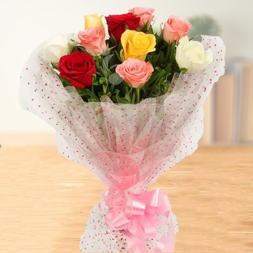 Long Stem Mixed Roses Bunch