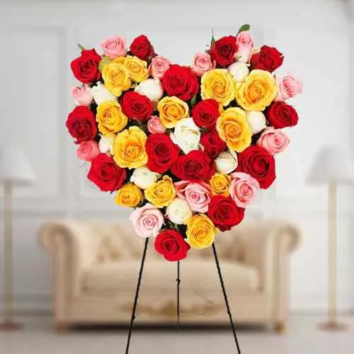 Pretty Heart Shape Arrangement of Assorted Roses