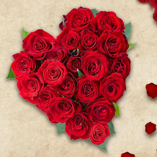 Heart Shaped Arrangement of Dutch Roses