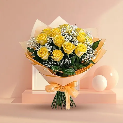 Charming Best and Perfect Yellow Roses Bouquet