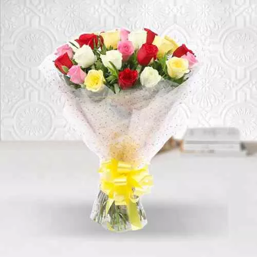Pretty Mixed Roses Arrangement
