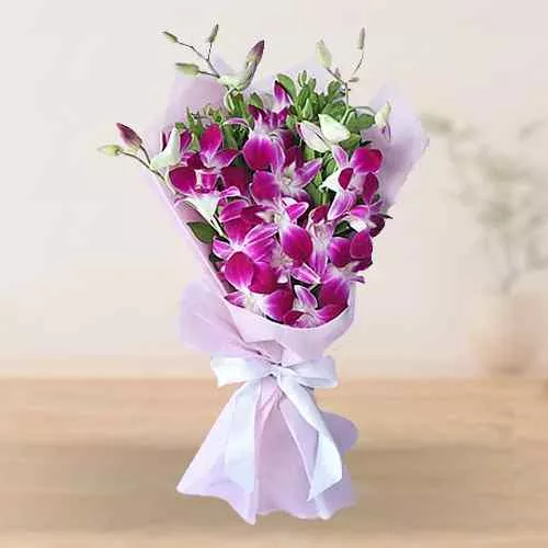 Order Orchids Tissue Wrapped Bouquet Online