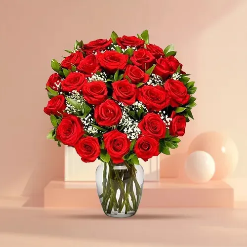 Shop for Red Roses in a Glass Vase