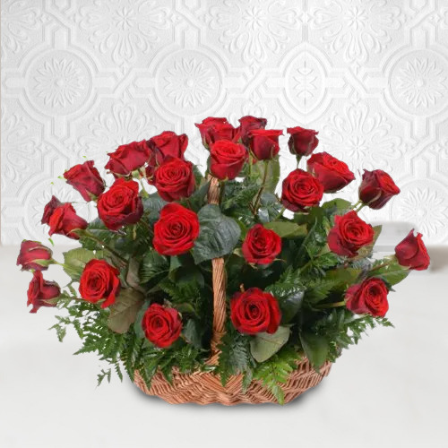 Sending Love Basket of Red Roses