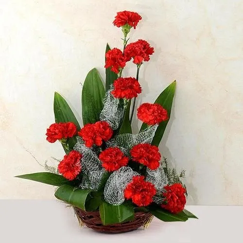 Deliver Eye-Catching Arrangement of Red Carnations