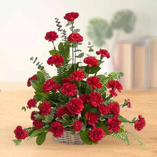 Eye-Catching Arrangement of Red Carnations