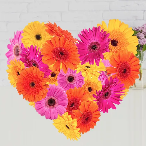 Joyful Emotions Gerberas Premium Heart Shaped Arrangement