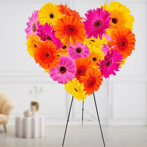 Joyful Emotions Gerberas Premium Heart Shaped Arrangement