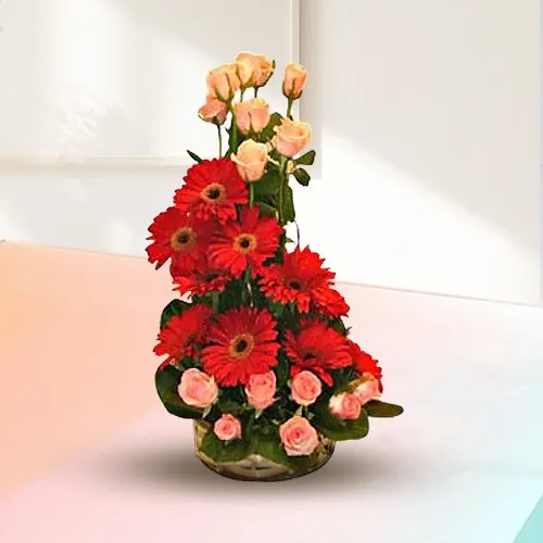 Wonderful Roses and Gerberas Arrangement