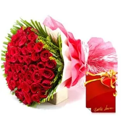 Lovely Bouquet of 50 Dutch Rose with 16 pcs Ferrero Rocher