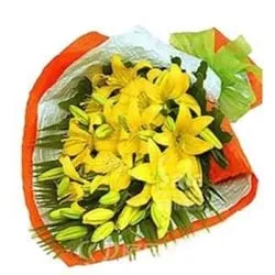Gorgeous Bouquet of 10 Yellow Lily