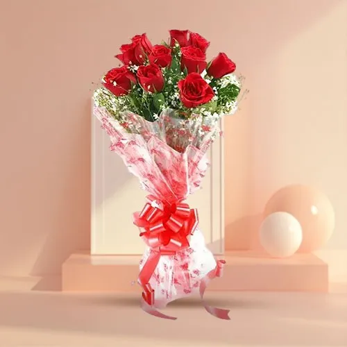 Sending Birthday Delight Red Rose Bouquet Online 