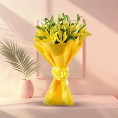 Online Yellow Lilies Bouquet