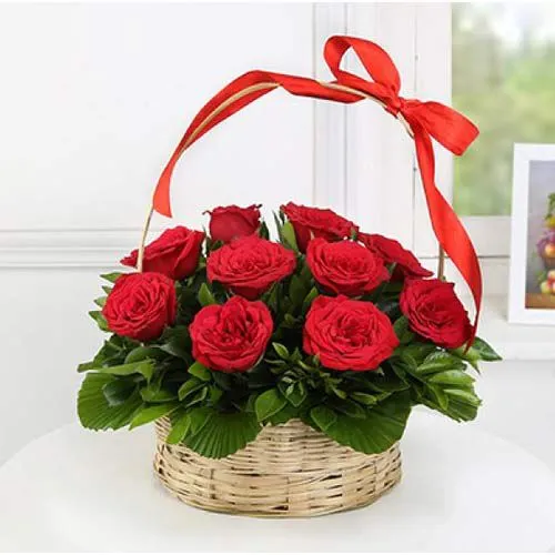 Ravishing Red Roses Basket Arrangement