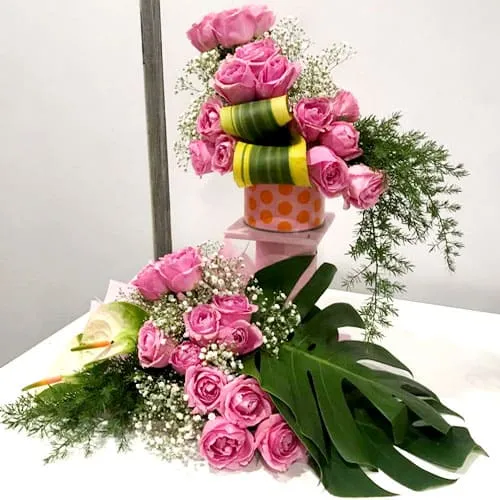Deliver 2 Tier Arrangement of Assorted Flowers