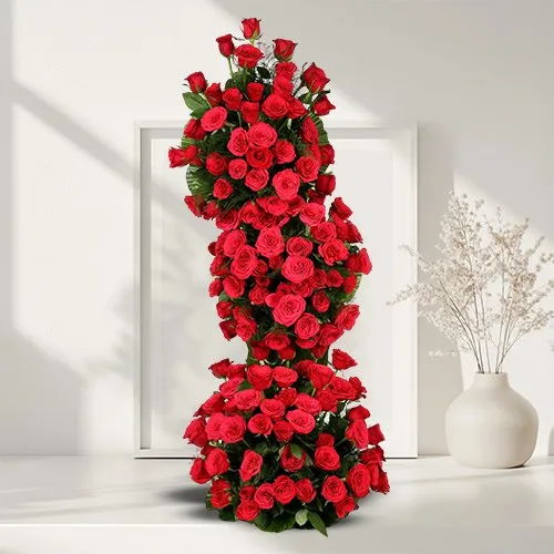 Designer Red Rose Arrangement (5 ft long   150 Roses)