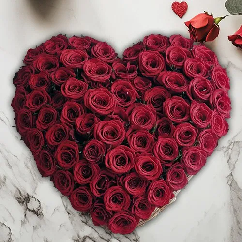 Designer Heart Shape Arrangement of 200 Red Roses