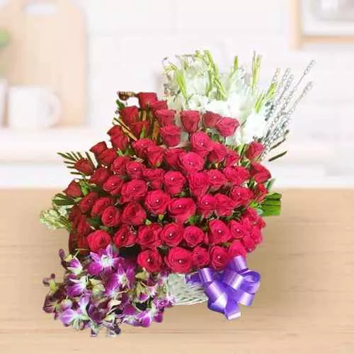 Marvellous Arrangement of Roses, Orchids N Tube Roses
