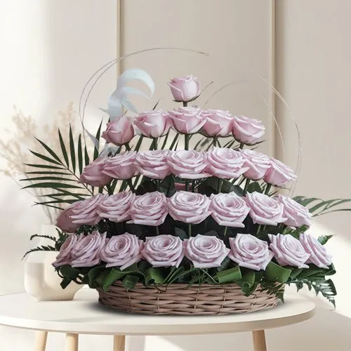 Order Pink Roses Basket Arrangement