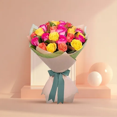 Graceful Bouquet of Mixed Roses	for 25th Year of Valentine