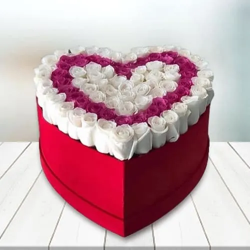 Shop Heart Box of Twin Color Roses