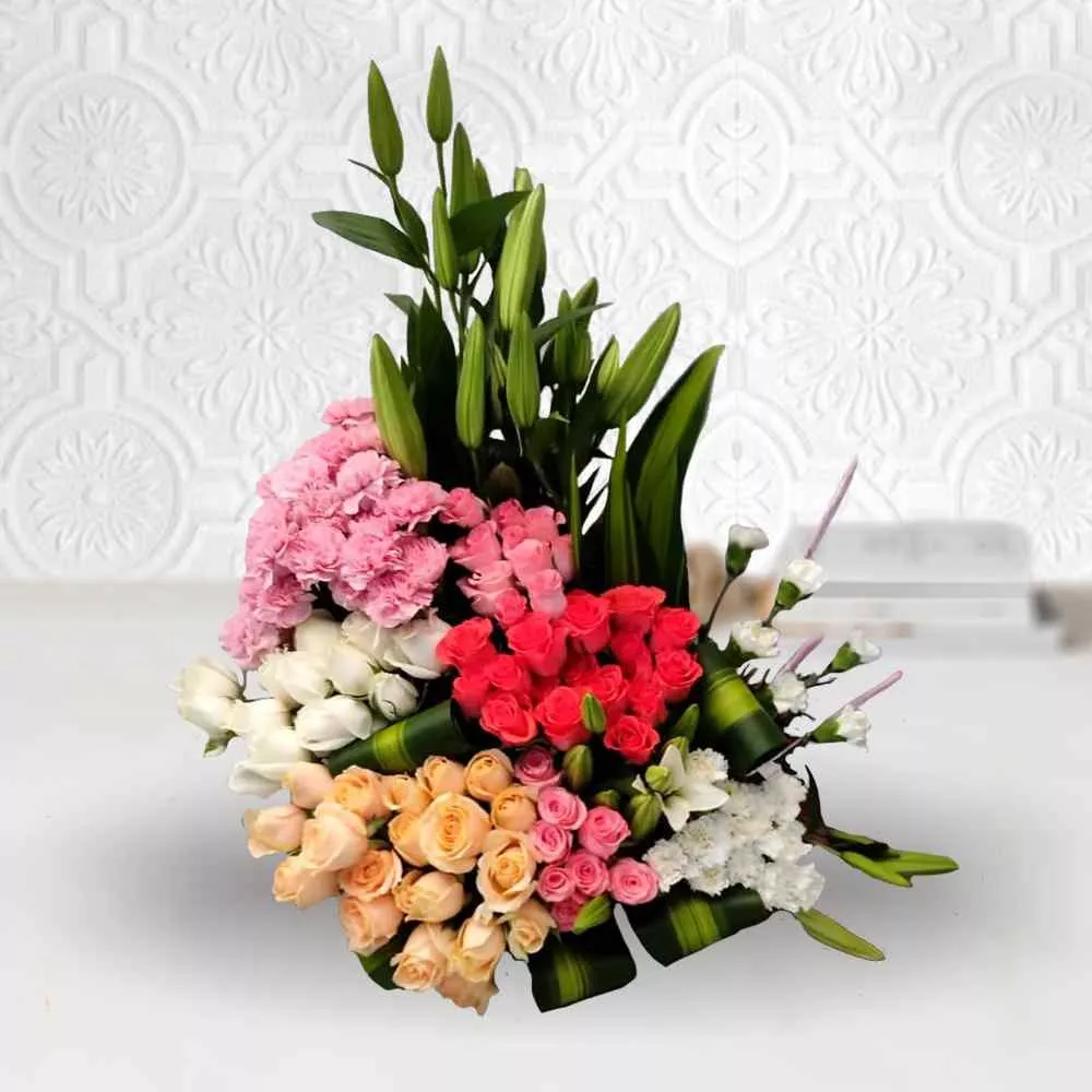 Deliver Artistic Arrangement of Mixed Color Flowers