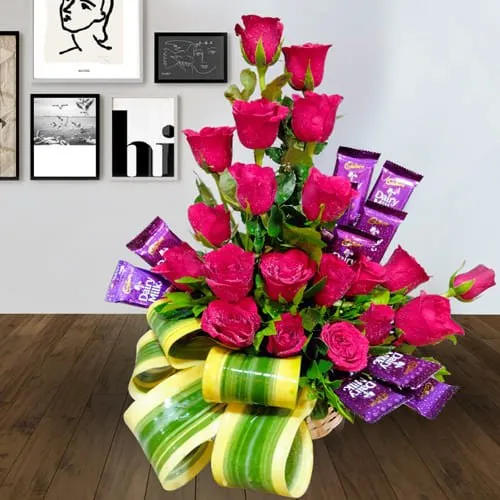 Send Exclusive Flowers N Chocolate Arrangement for 21st Bday