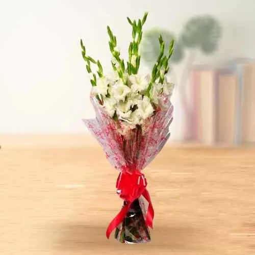 White Gladiolus Grace Bouquet