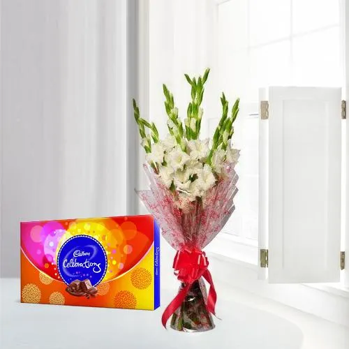 Shop Gladiolus Bouquet with Cadbury Celebration Pack