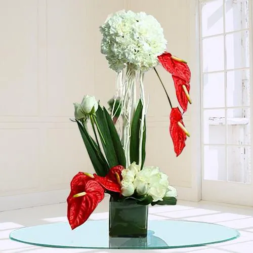 Book Graceful Mixed Flower Arrangement in Glass Vase