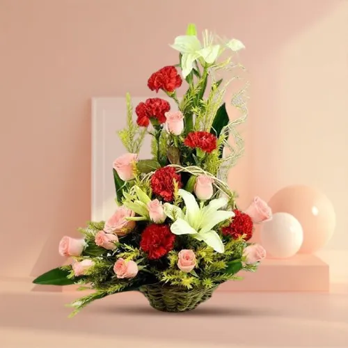 Sending Basket Arrangement of Mixed Flowers