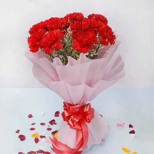 Exquisite Bouquet of Red Carnations