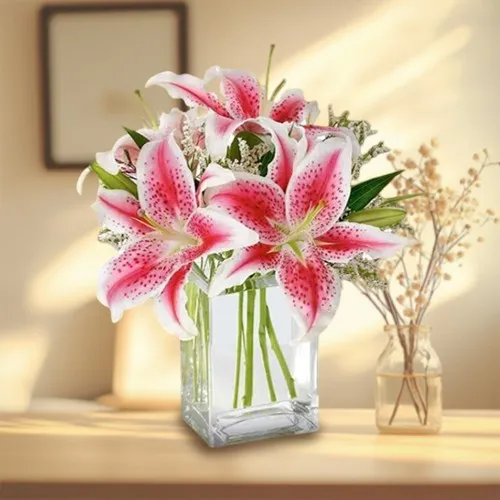 Soothing Pink Lilies in Vase