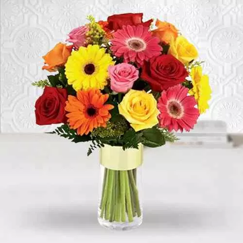 Fabulous Assorted Flowers in Glass Vase