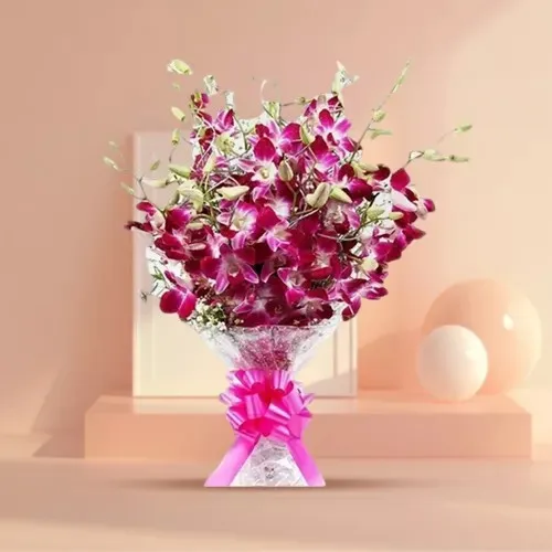 Shop Bouquet of Orchid Stems in Tissue Wrapping