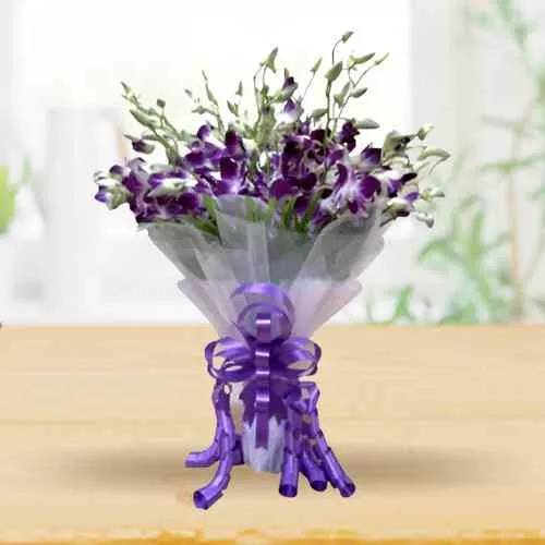 Amazing Bouquet of Blue Orchids